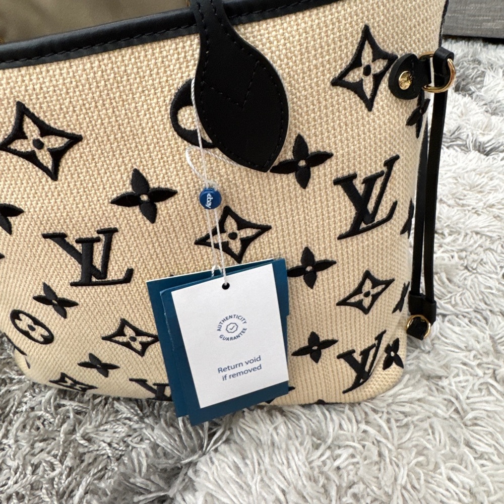 🖤SOLD🖤 Louis Vuitton By The Pool Raffia Cotton Black Neverfull - Picture 4 of 12